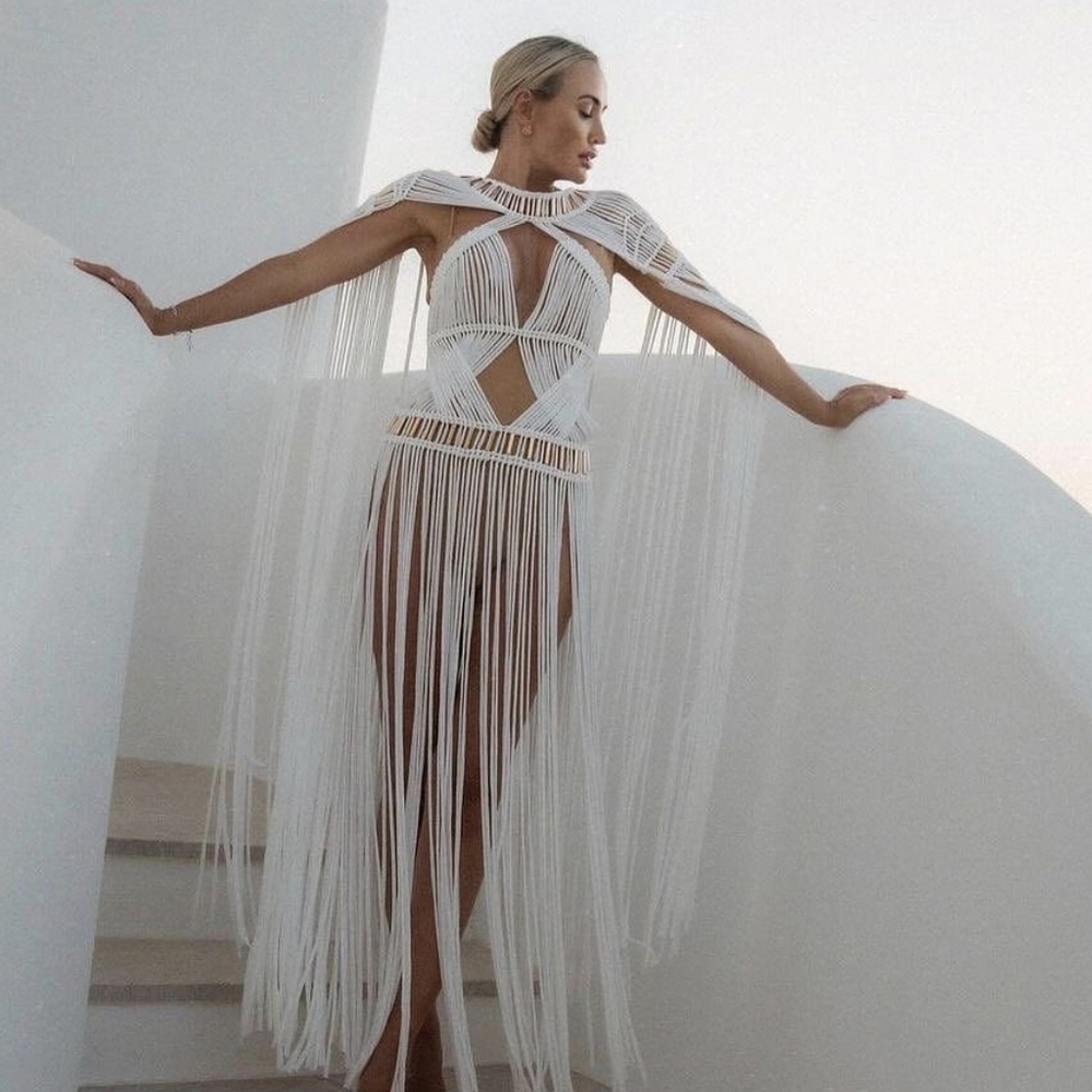 Elegant White Fringe Dress